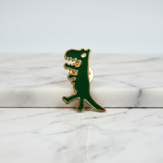 Lapel Pin - Growling Green Dinosaur