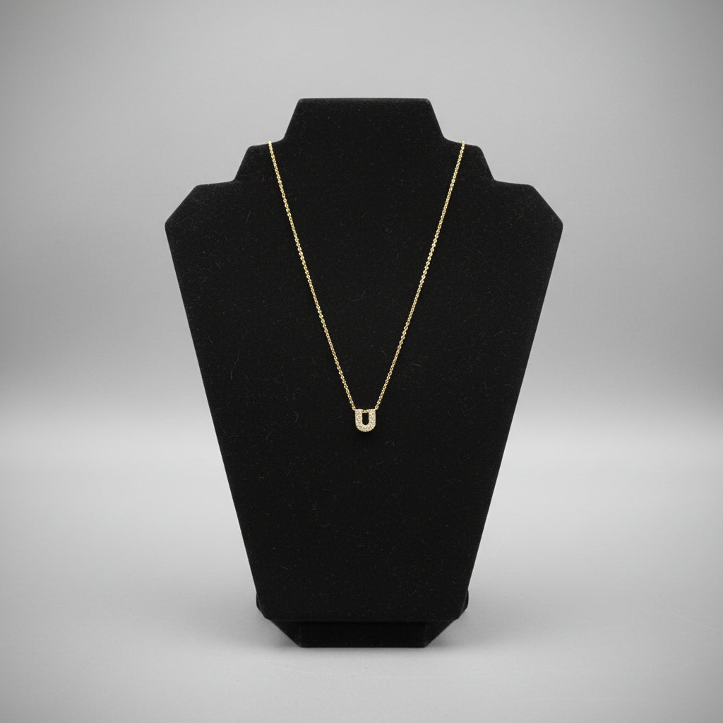 Necklace - FoyJoey - Sterling Silver - Gold Tone - Letter "U"