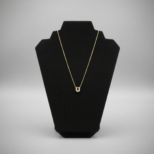 Necklace - FoyJoey - Sterling Silver - Gold Tone - Letter "U"