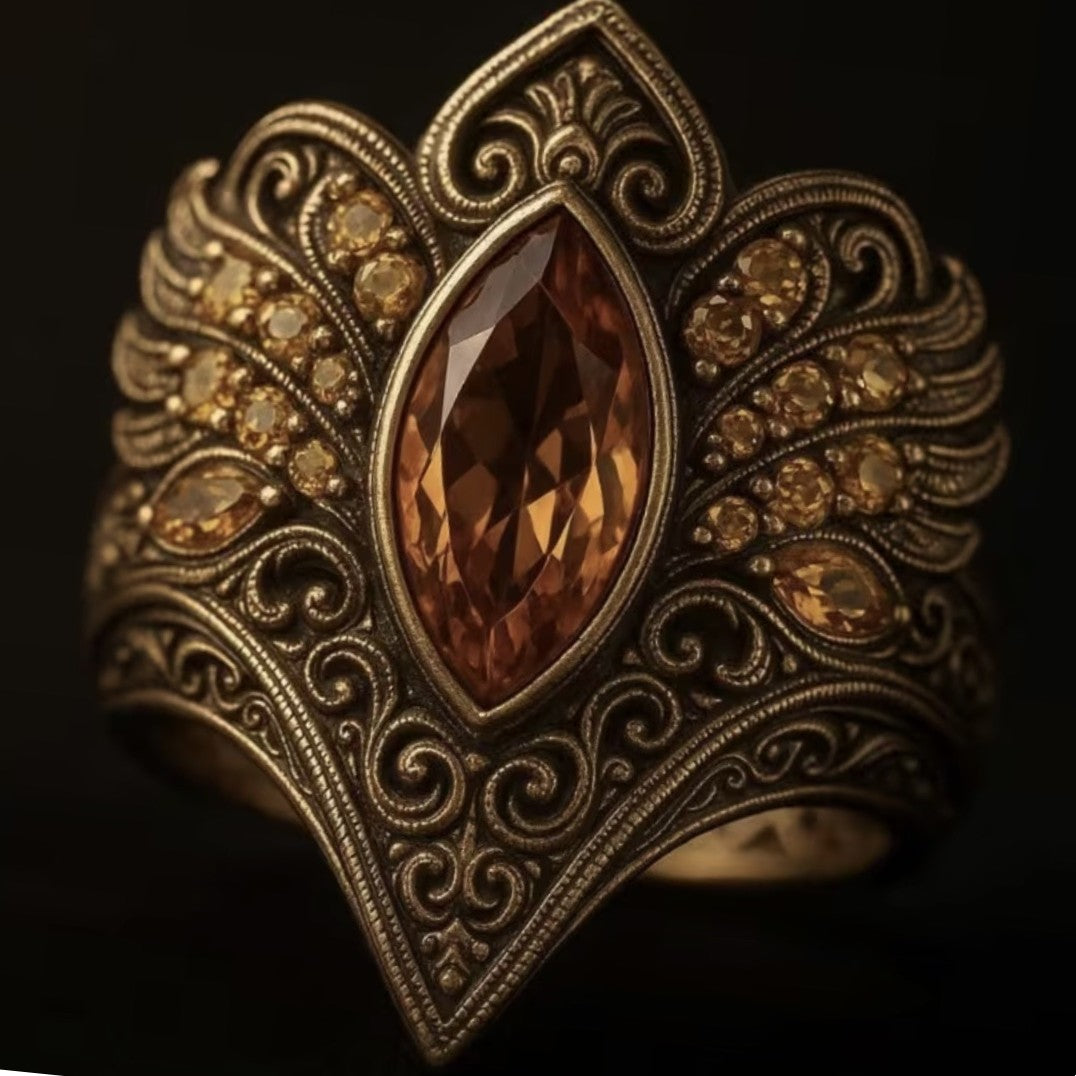 Glided Amber Empress Ring - Size 10