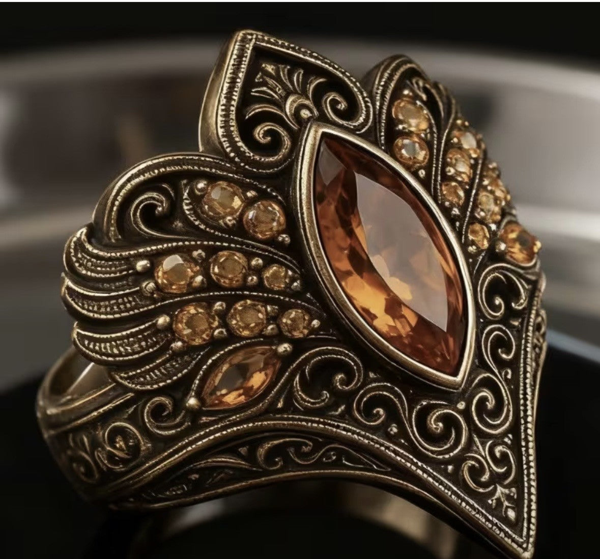 Glided Amber Empress Ring - Size 10