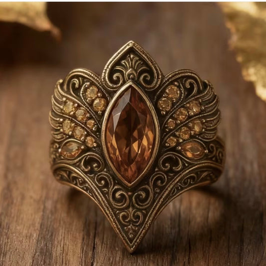 Glided Amber Empress Ring - Size 10