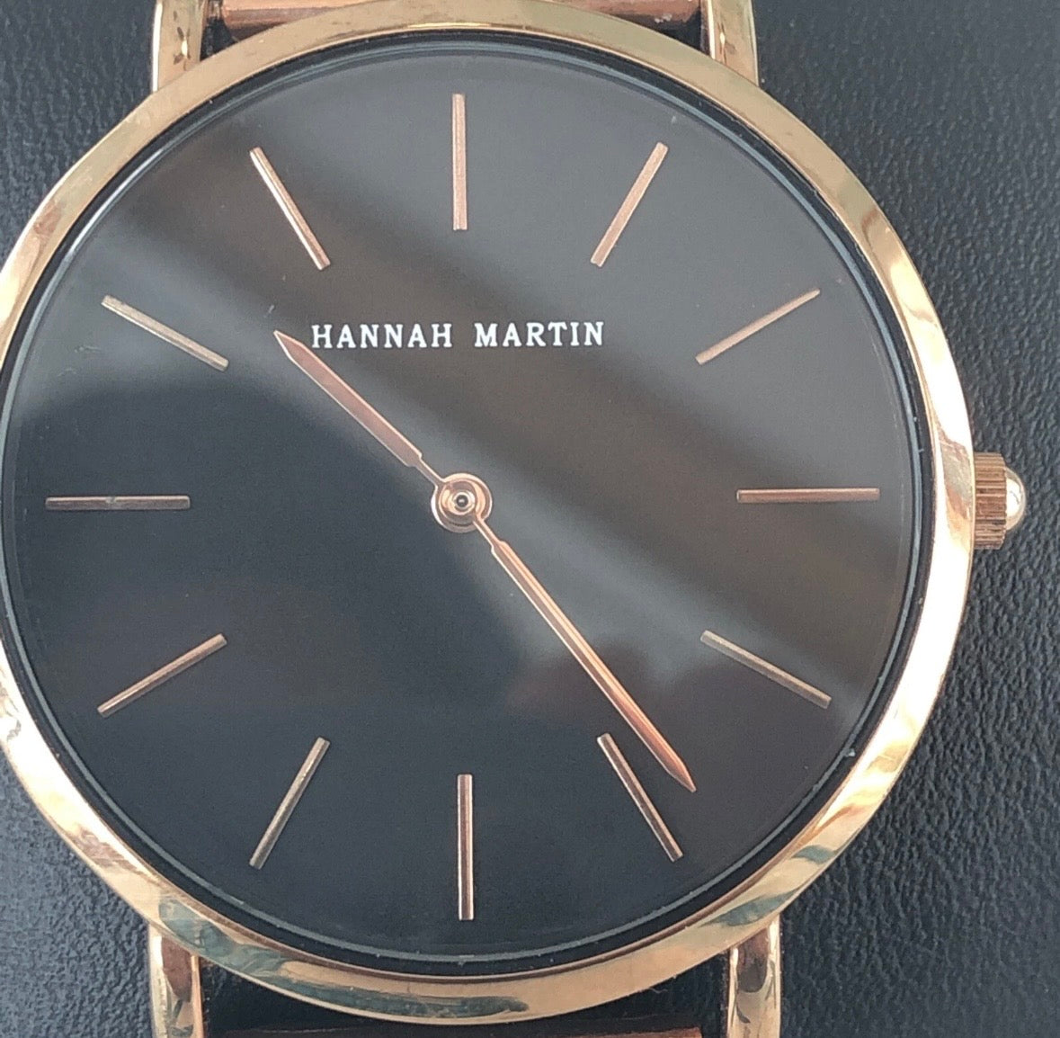Hannah Martin Watch - Rose Gold with Black Band