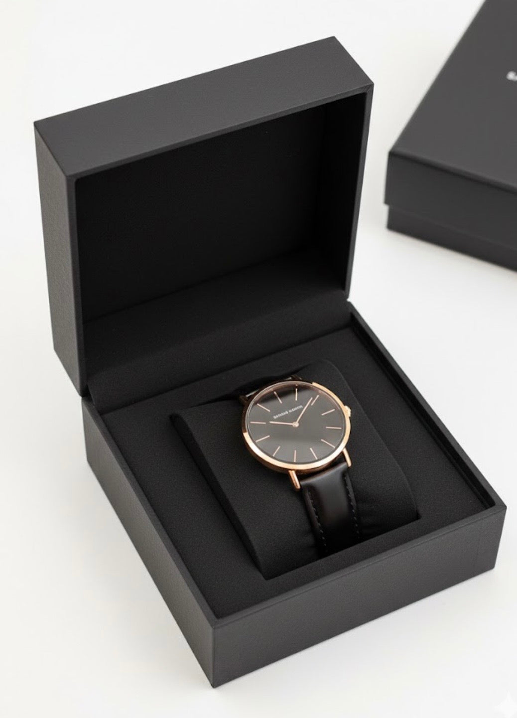 Hannah Martin Watch - Rose Gold with Black Band