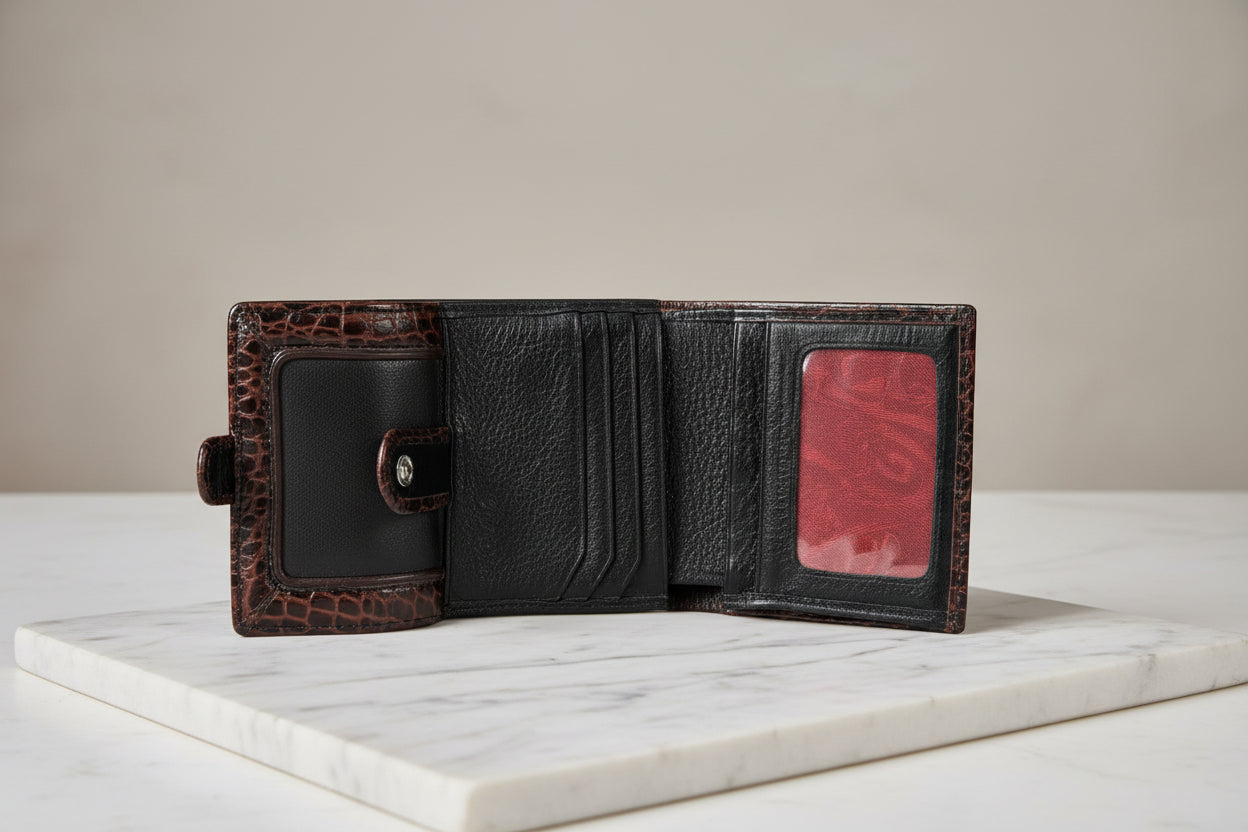 Wallet - Brighton - Bellissimo - in Black and Chocolate Brown