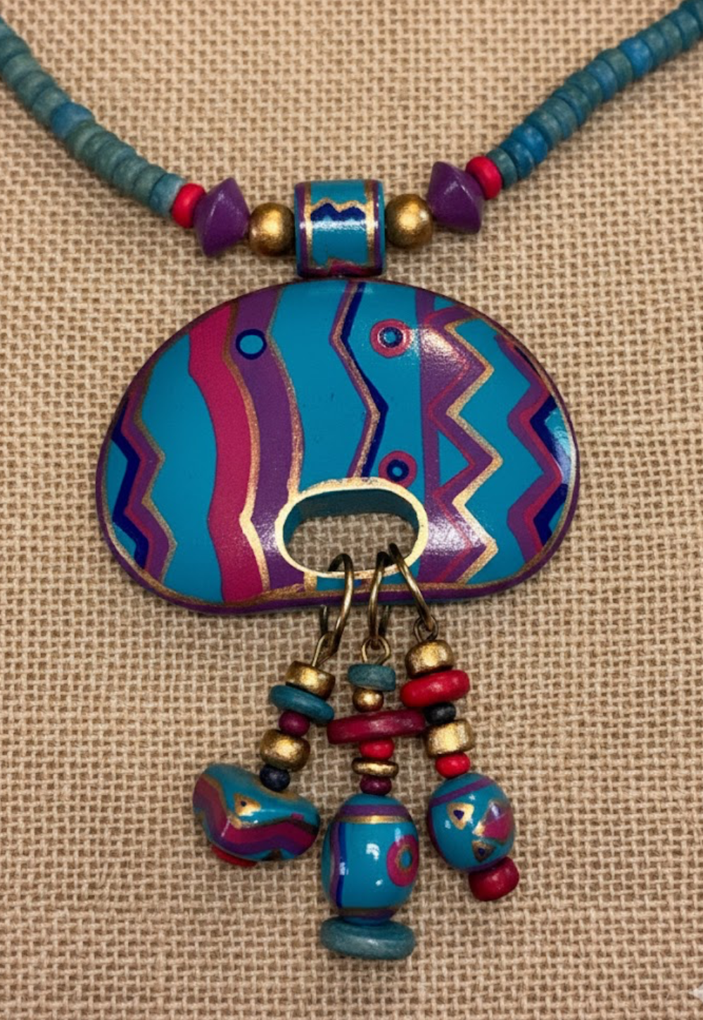 Handmade - Vibrant Bohemian Tribal Theme Necklace and Earrings Set