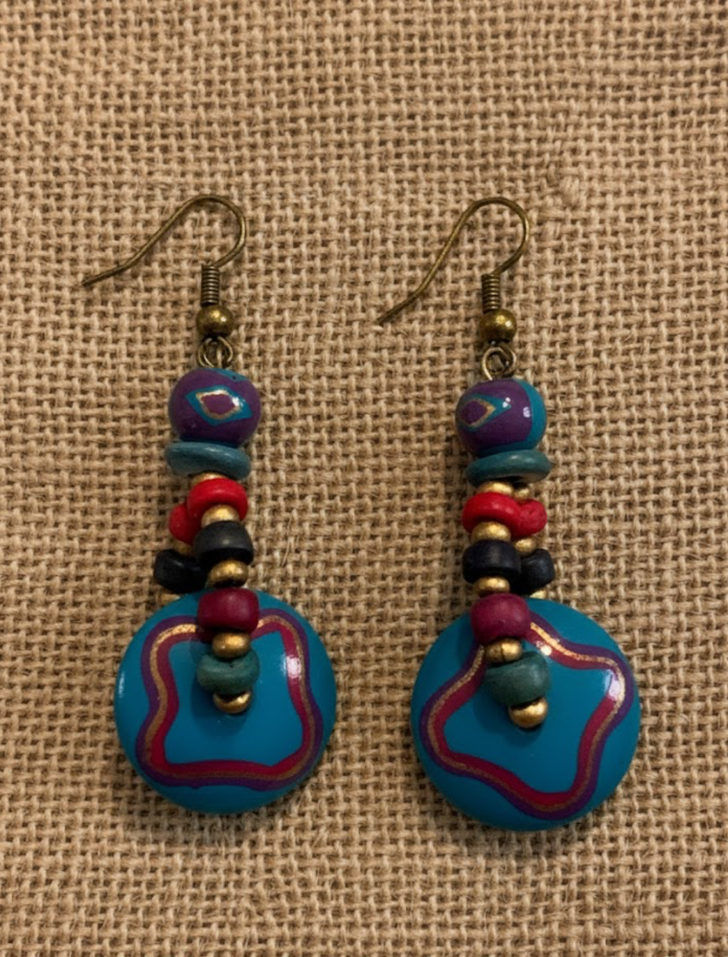 Handmade - Vibrant Bohemian Tribal Theme Necklace and Earrings Set