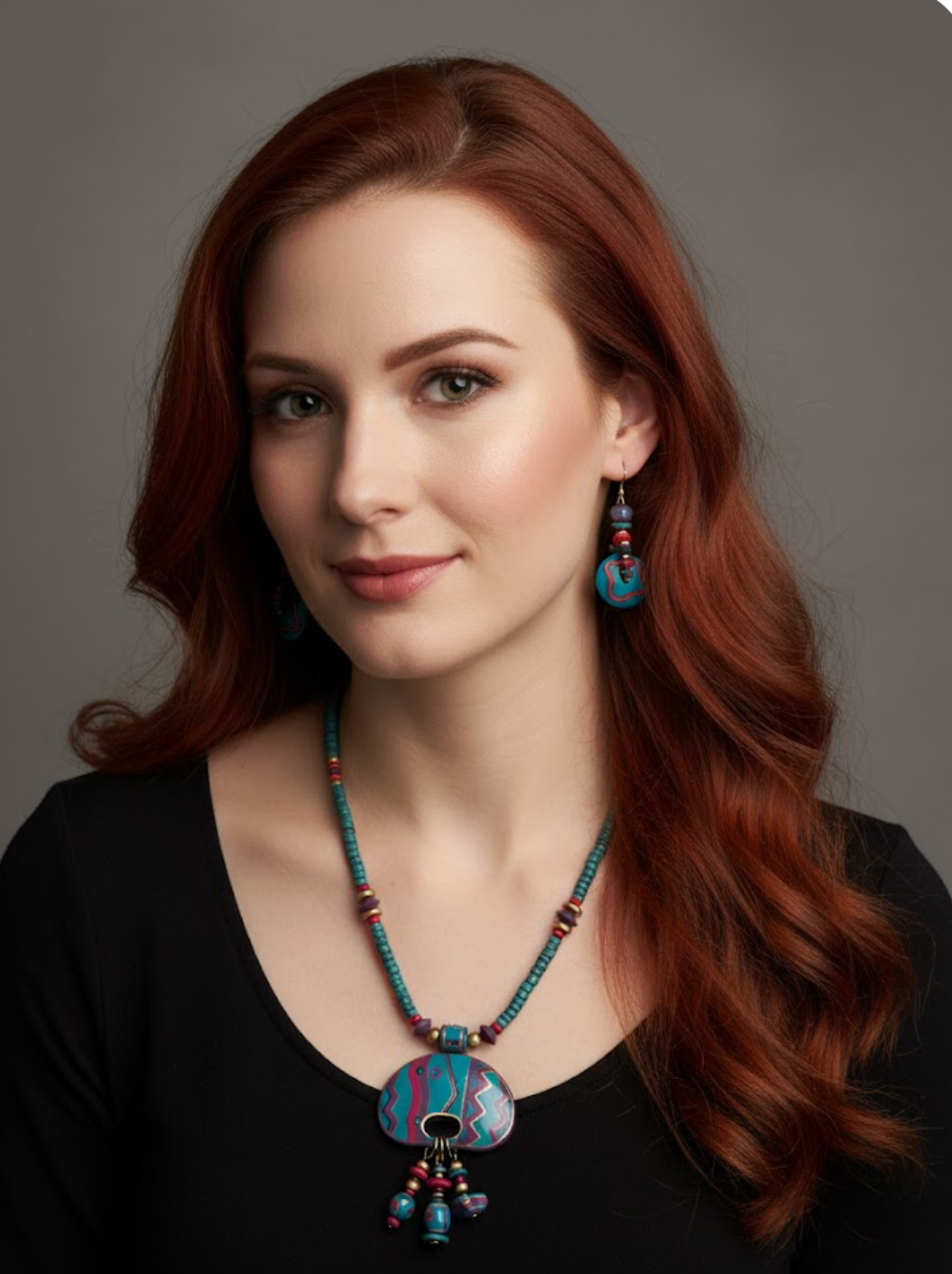 Handmade - Vibrant Bohemian Tribal Theme Necklace and Earrings Set