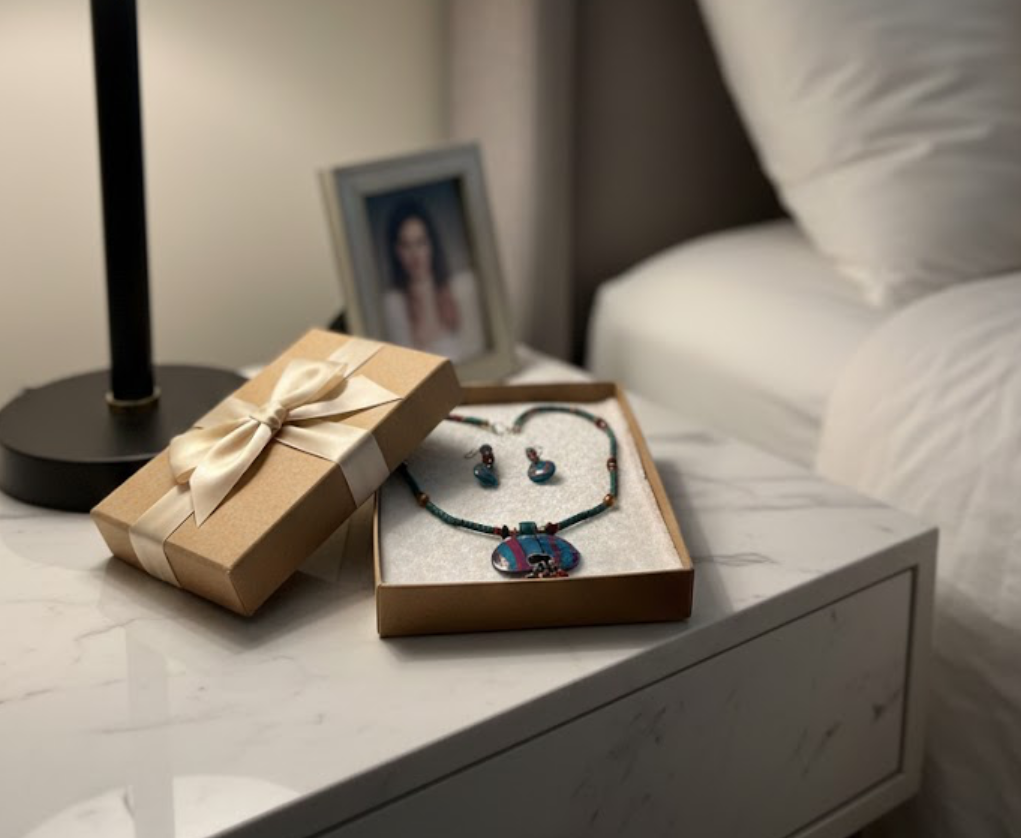 Handmade - Vibrant Bohemian Tribal Theme Necklace and Earrings Set