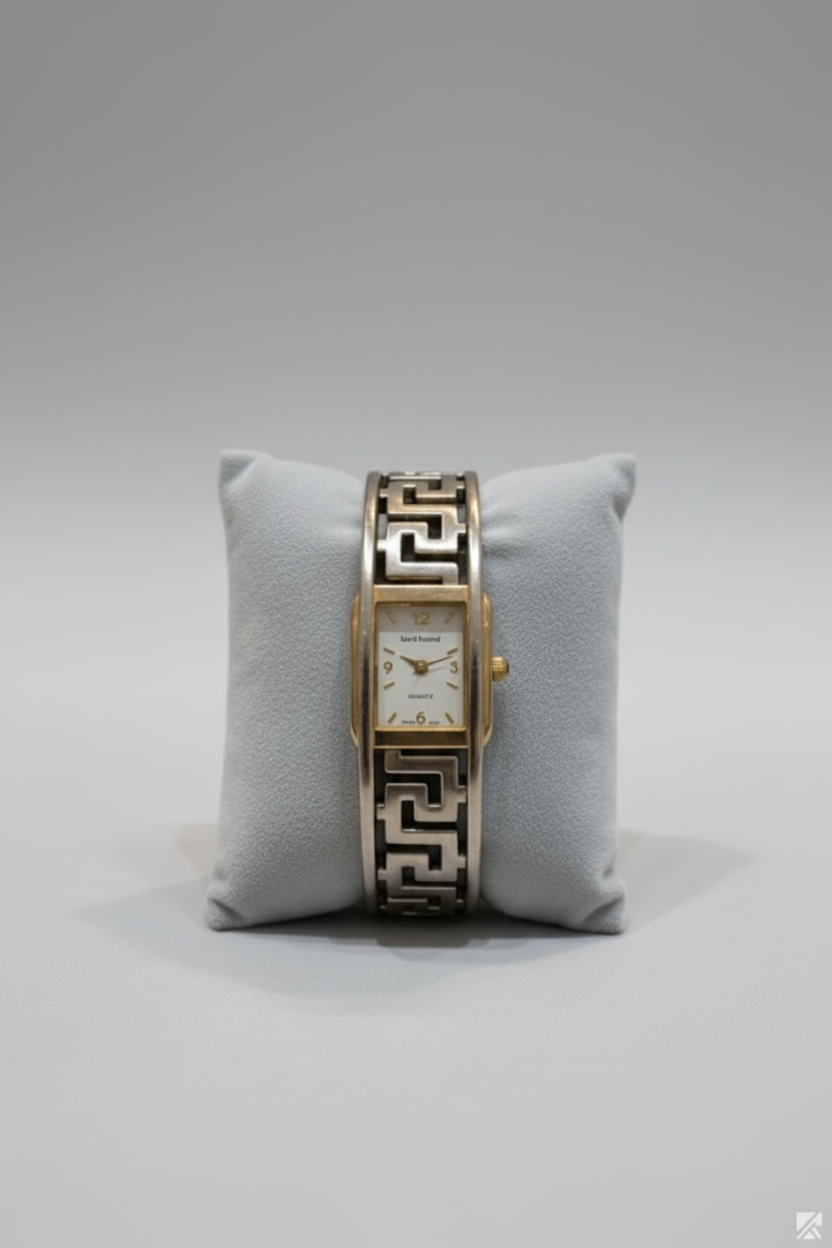 Watch - Vintage Harvé Benard Two-Tone Greek Key Bangle