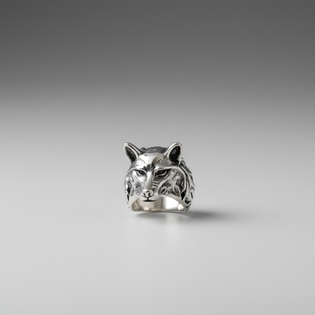 Ring - Silver Tone Wolf Head - Size 12.5 - #1062