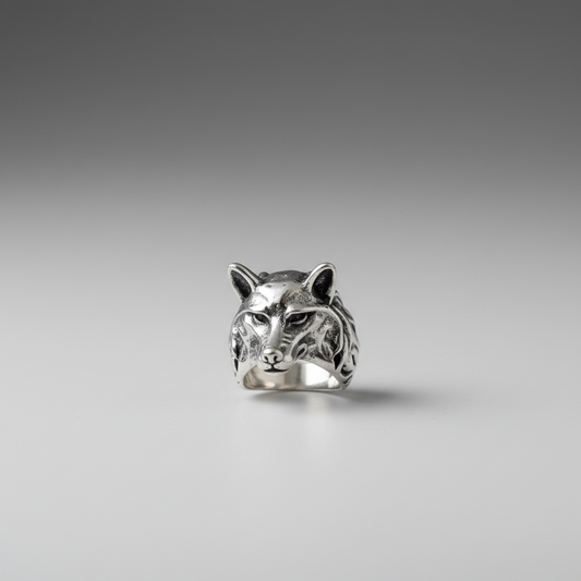 Ring - Silver Tone Wolf Head - Size 12.5 - #1062