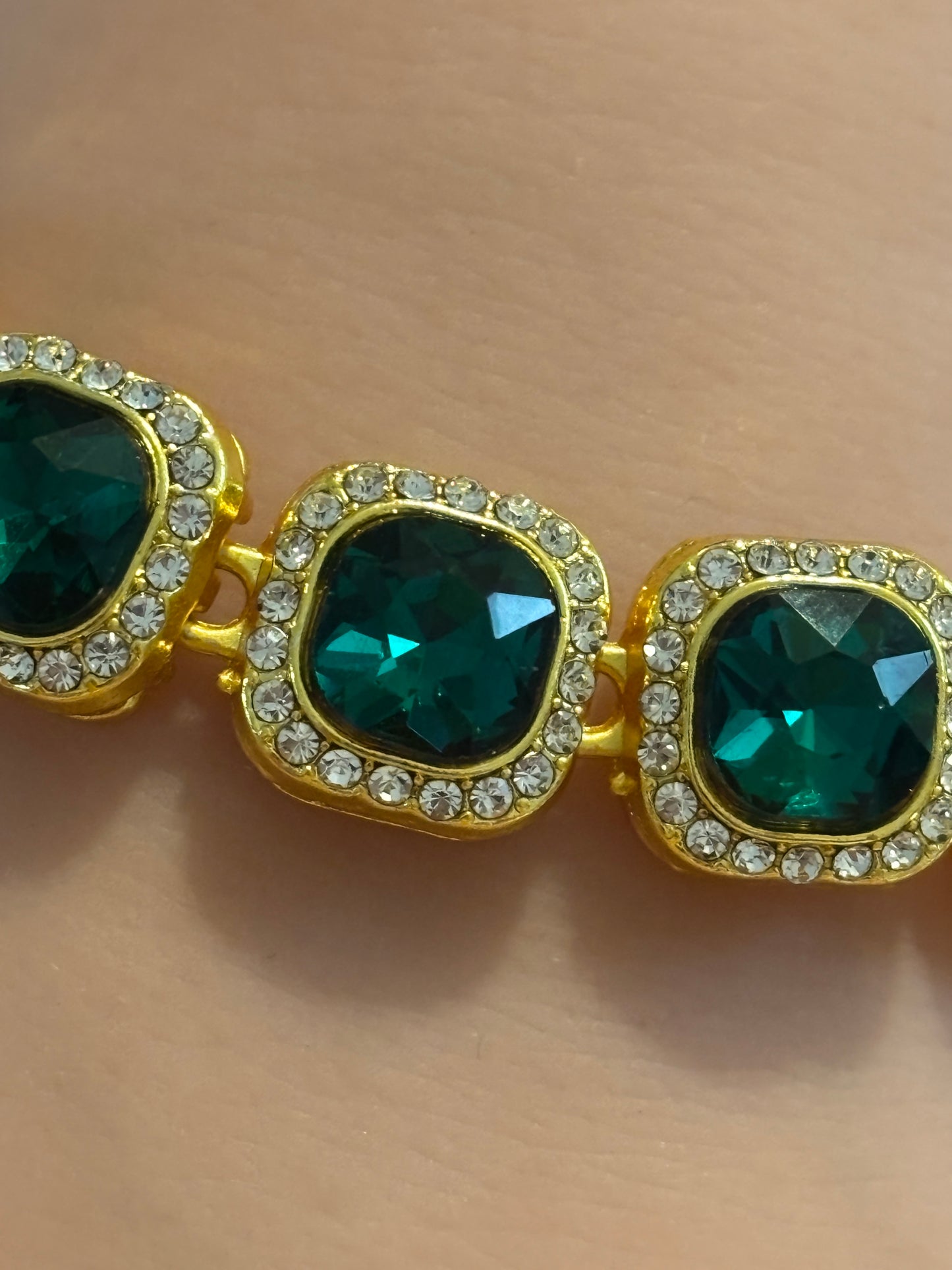 Emerald Envy - Emerald Green Crystal Rhinestone Bracelet - 8"