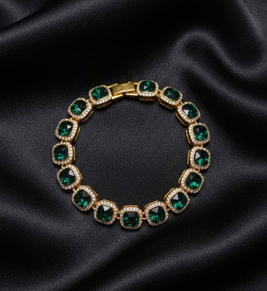 Emerald Envy - Emerald Green Crystal Rhinestone Bracelet - 8"