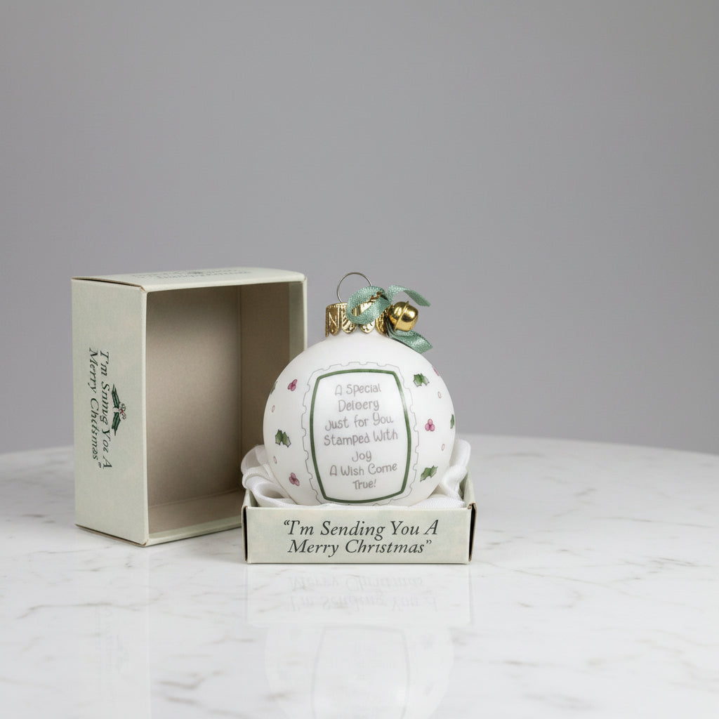 Porcelain Ball Ornament - Precious Moments - 1992 - I'm Sending You A Merry Christmas