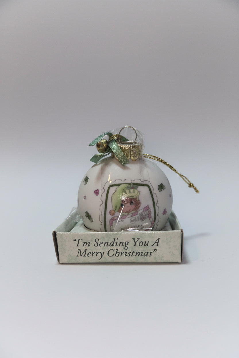 Porcelain Ball Ornament - Precious Moments - 1992 - I'm Sending You A Merry Christmas