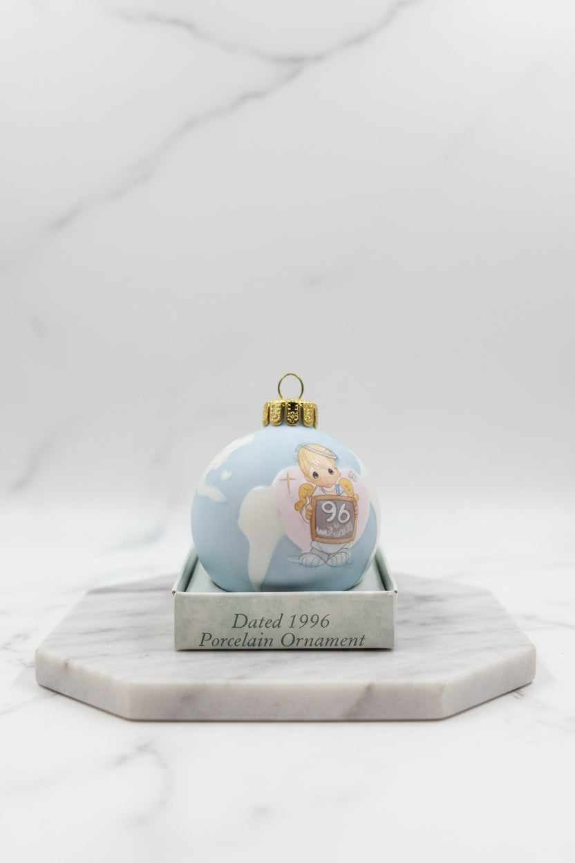 Porcelain Ball Ornament - Precious Moments - 1996 - Peace on Earth ... Anyway