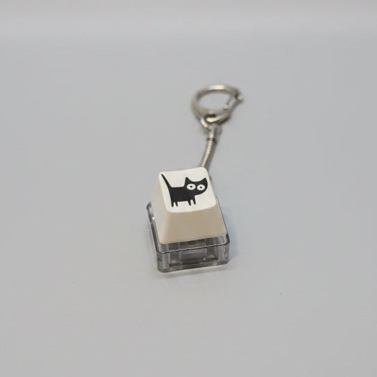 Fidget Clicker -  Keyboard Button - Black Cat - Keychain