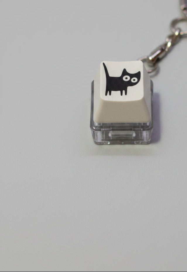 Fidget Clicker -  Keyboard Button - Black Cat - Keychain