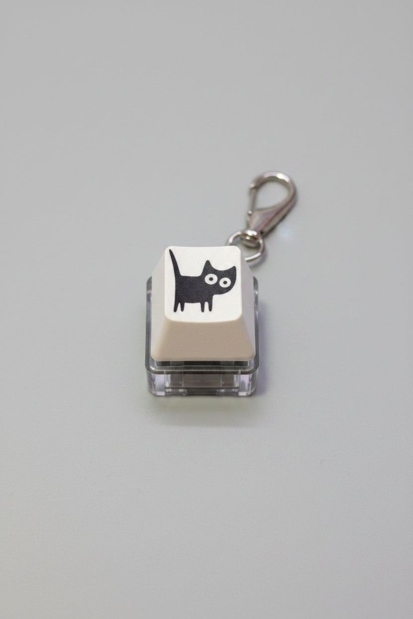 Fidget Clicker -  Keyboard Button - Black Cat - Keychain