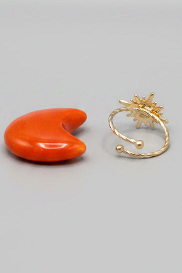 Ring - Chatoyant Sunburst - with Carnelian Crescent Moon Crystal Combo