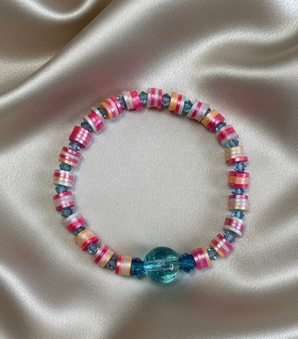 Handmade - Stretch Multi Colored Heishi Beaded Bracelet