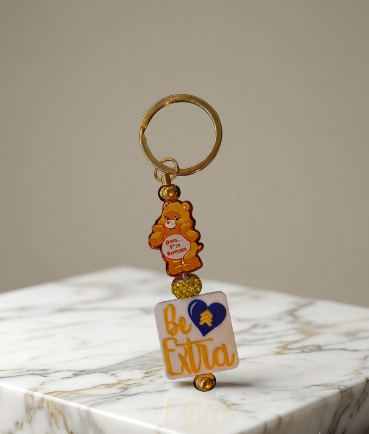 Keychain - Care Bear - Swear Bear - Oops... F*ck Happened - Be Extra
