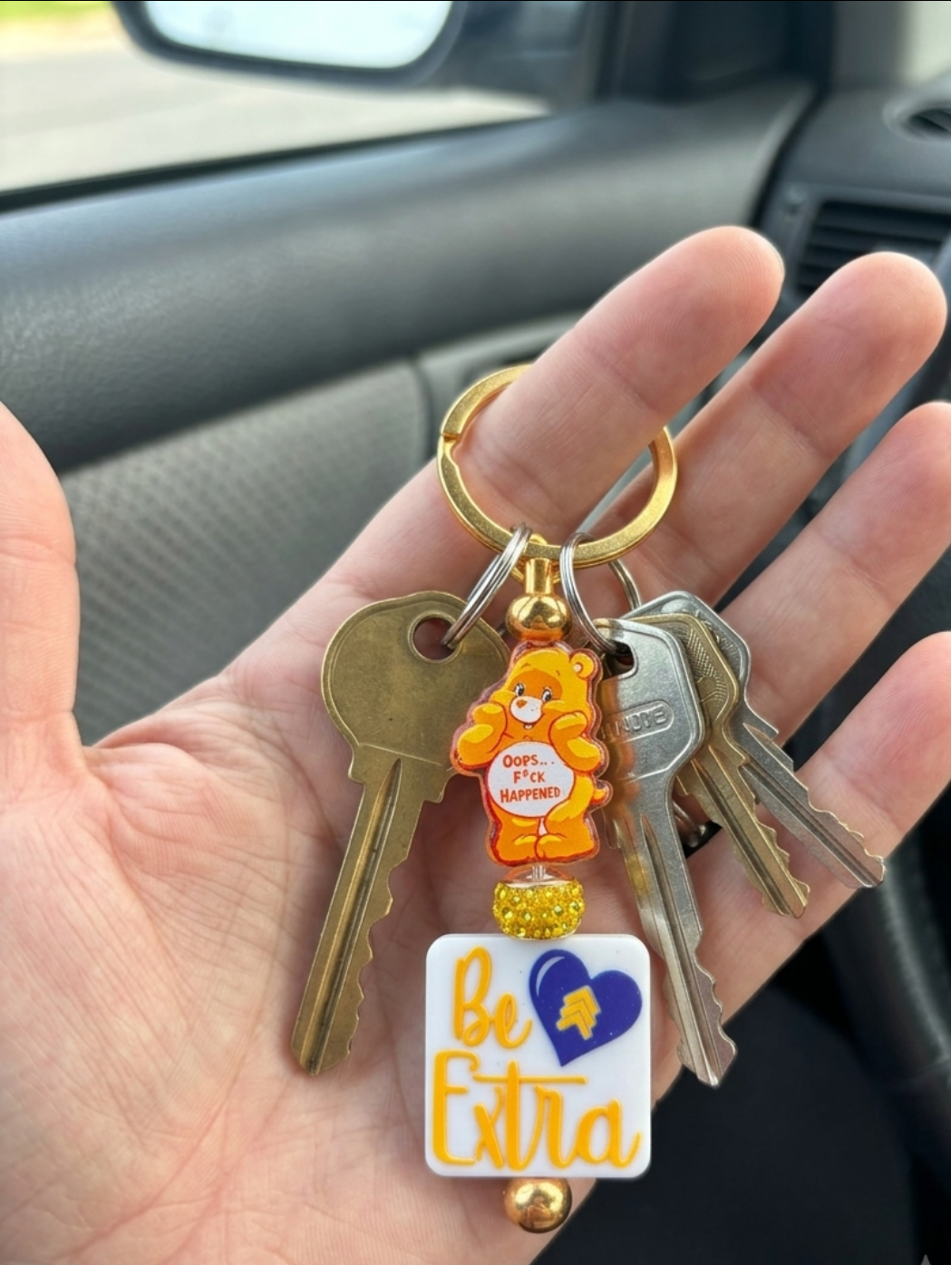 Keychain - Care Bear - Swear Bear - Oops... F*ck Happened - Be Extra