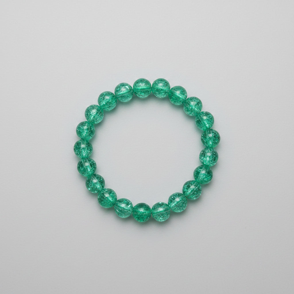 Bracelet - Stretch - Vibrant Aqua - Green - Crackle Glass