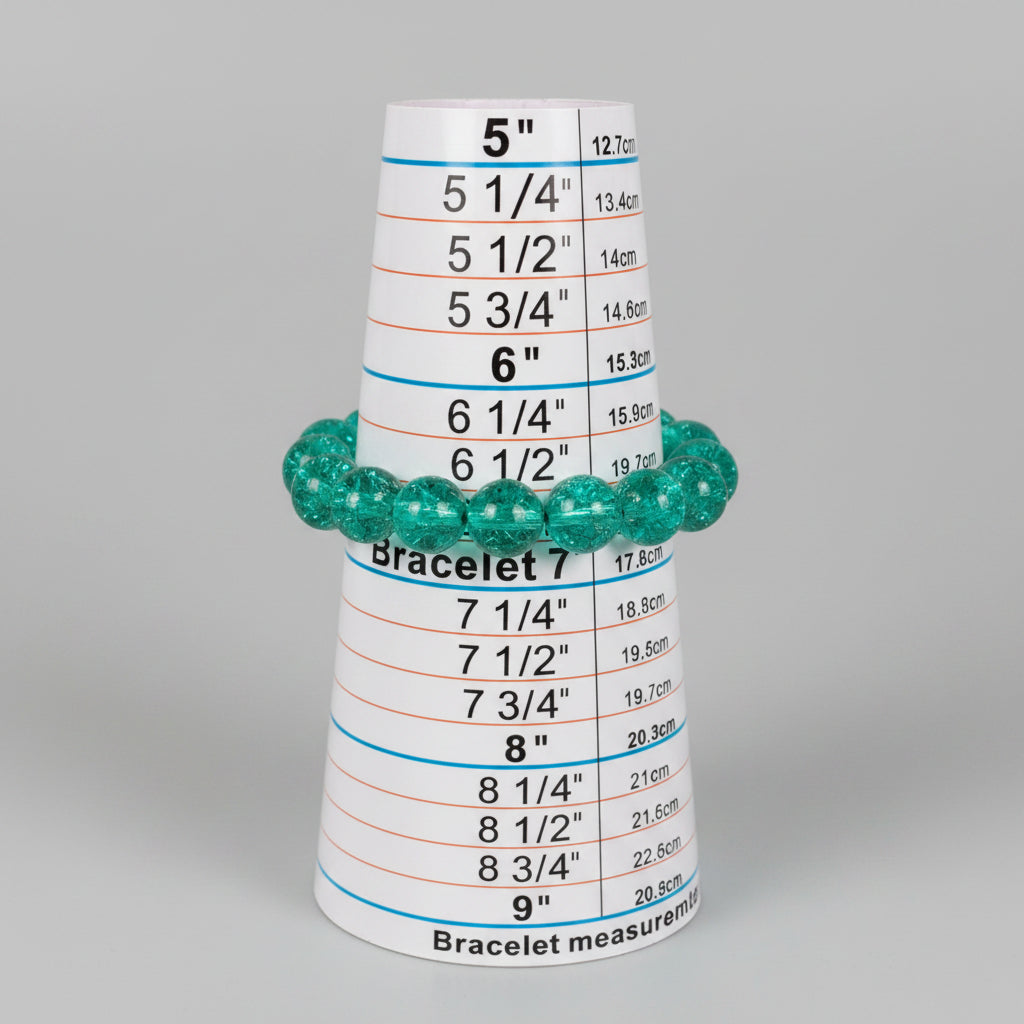 Bracelet - Stretch - Vibrant Aqua - Green - Crackle Glass
