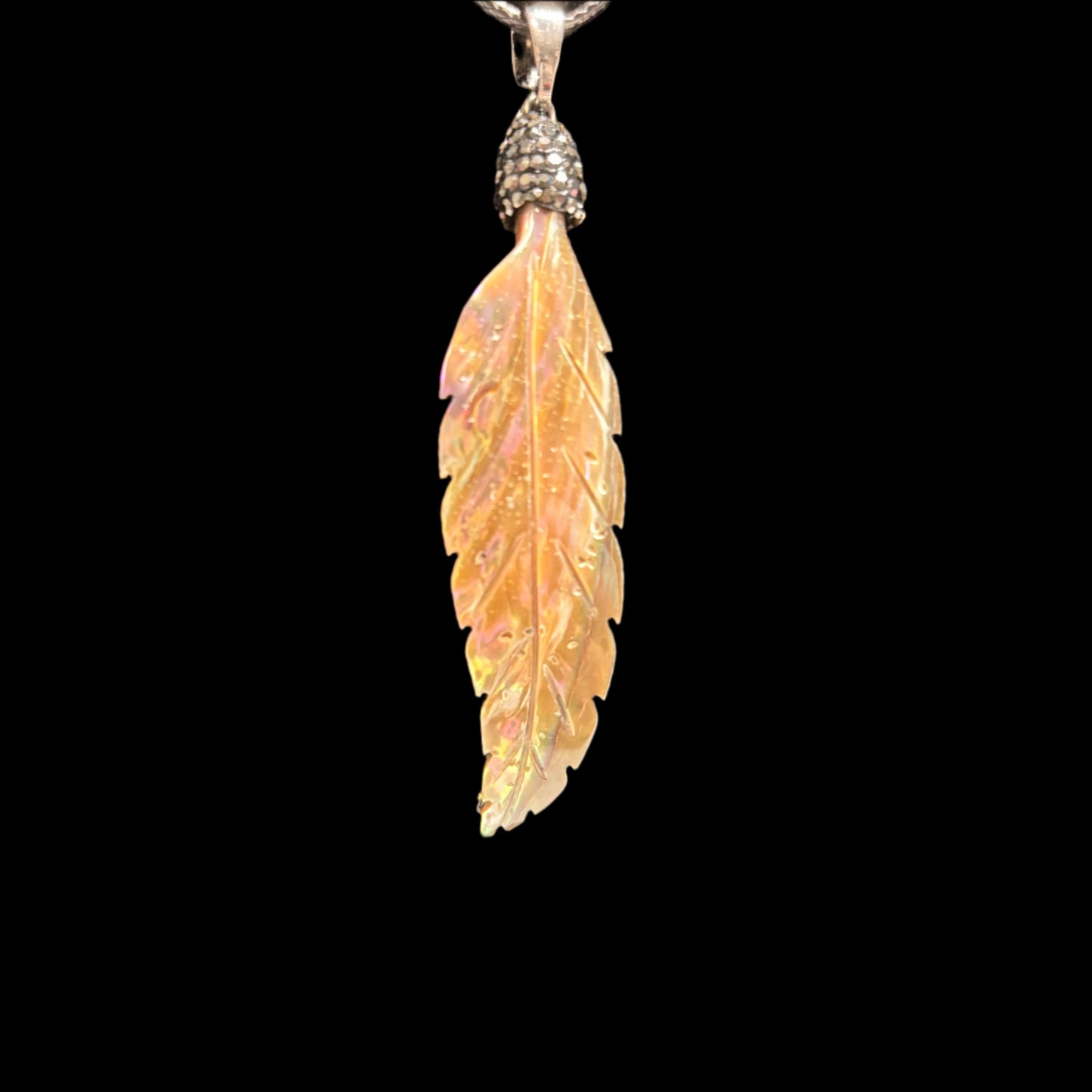 Necklace - Feather Shaped Abalone Shell Pendant