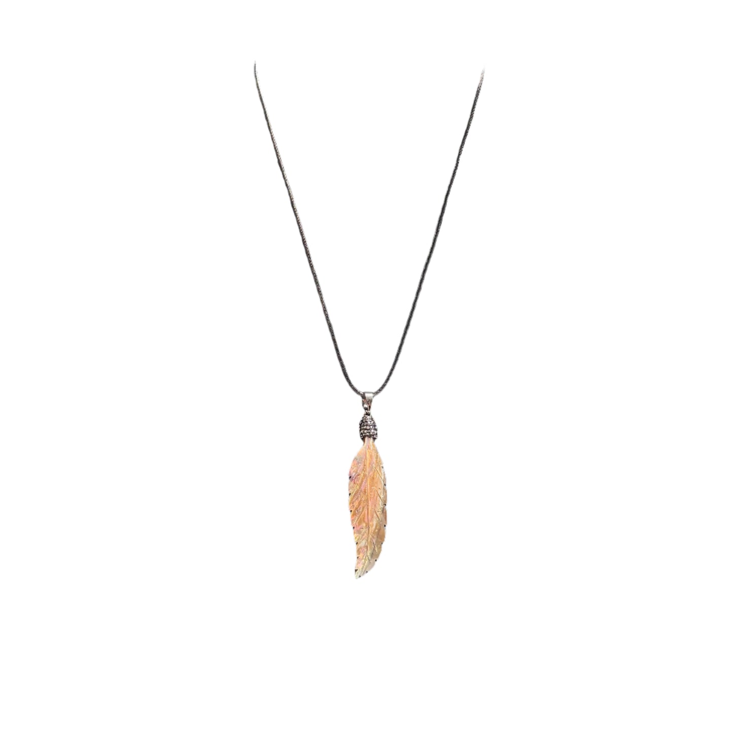 Necklace - Feather Shaped Abalone Shell Pendant