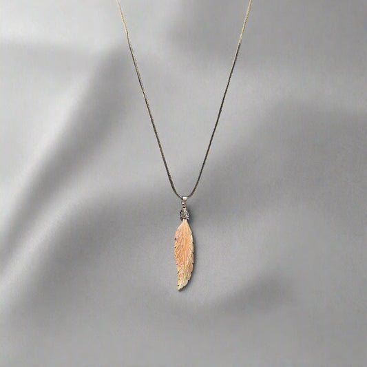 Necklace - Feather Shaped Abalone Shell Pendant
