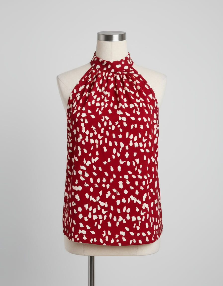 Ladies Blouse - Red with White Spots Halter - Asian XXL/ US XL