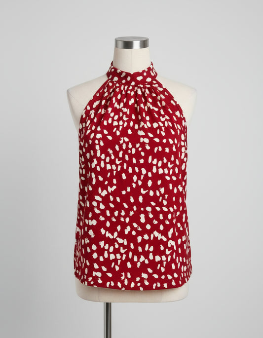 Ladies Blouse - Red with White Spots Halter - Asian XXL/ US XL