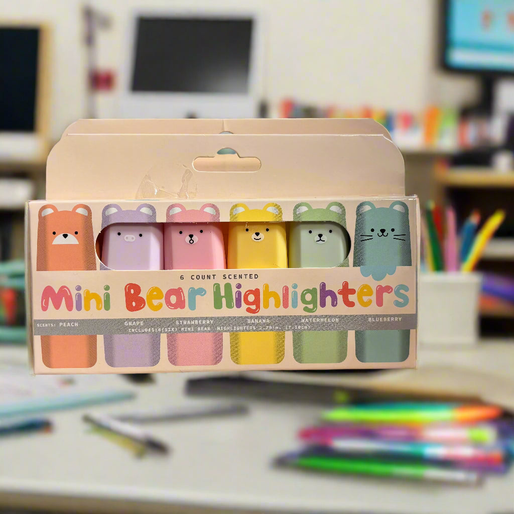 Mini Bear Highlighters - 6 Count - Scented