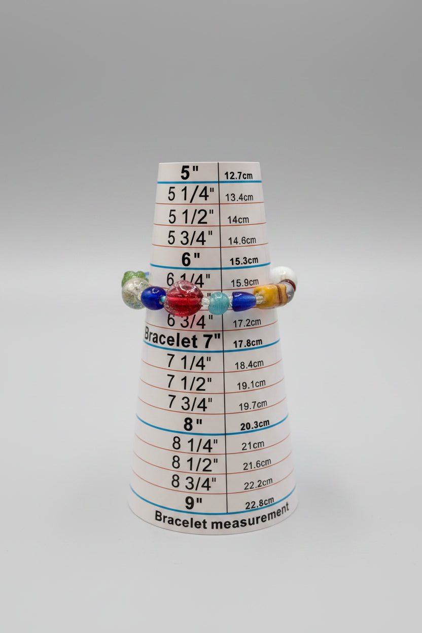 Bracelet - Handmade - Multicolor Glass Beads - Stretch