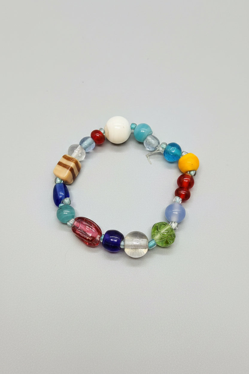 Bracelet - Handmade - Multicolor Glass Beads - Stretch