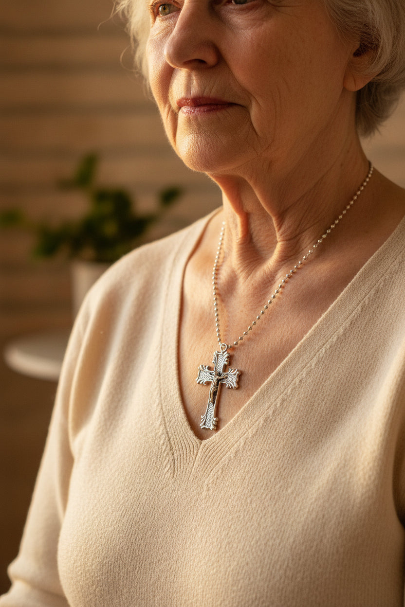 Necklace - Ornate - Silver Toned - Crucifix - Pendant - Intricately detailed Corpus of Christ