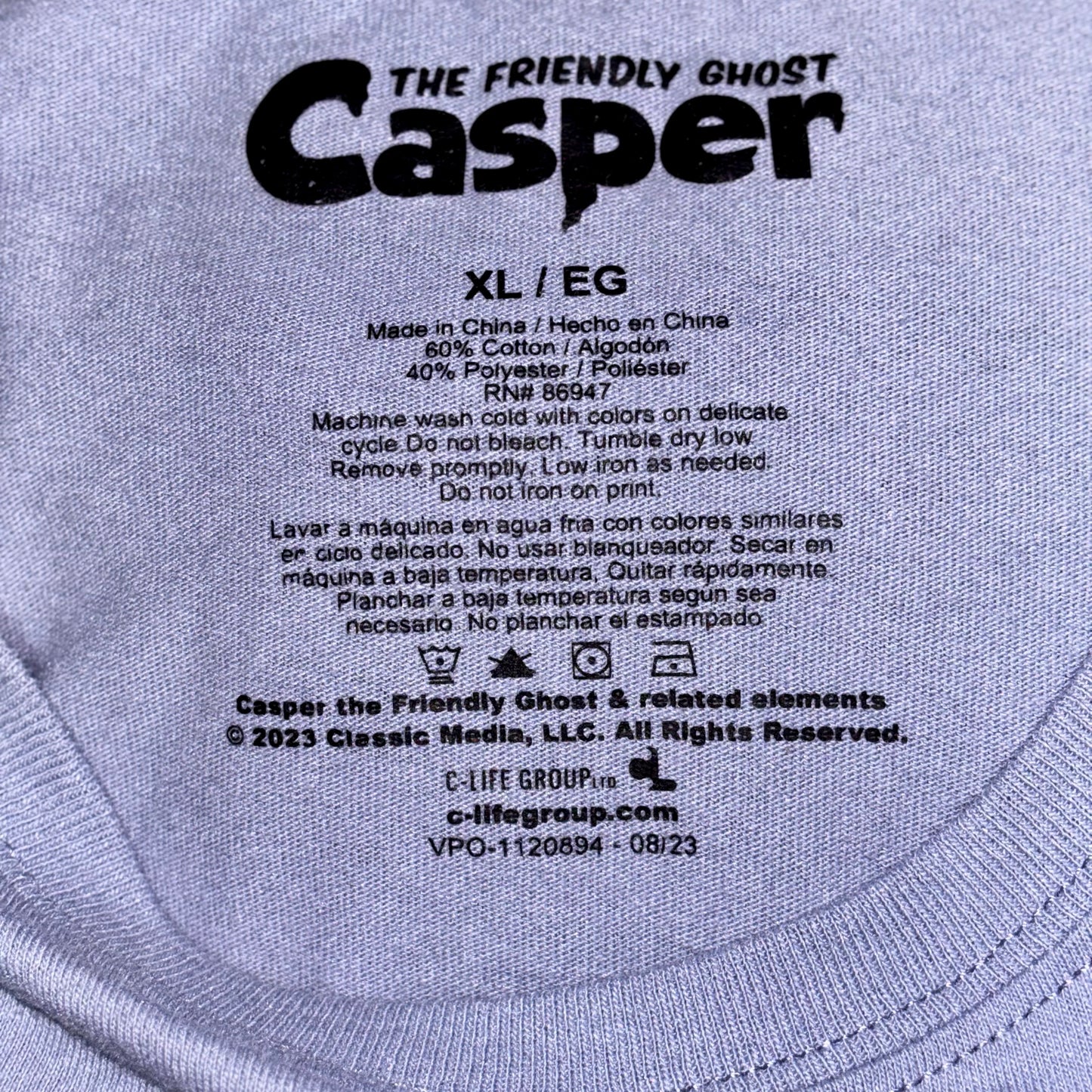 Juniors T Shirt - Casper the Friendly Ghost - XL