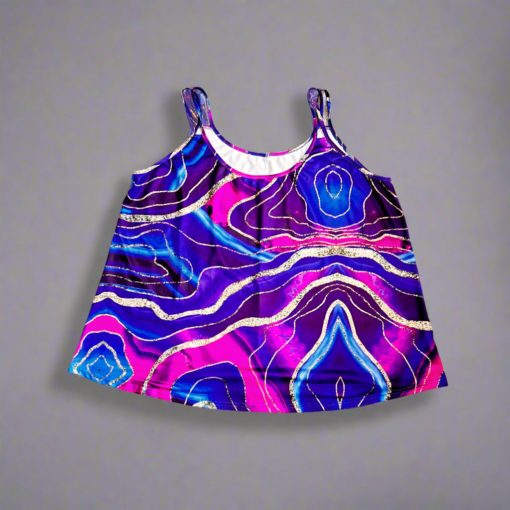 Purple and Blue Marble Print - Tank Top - Size US 2X