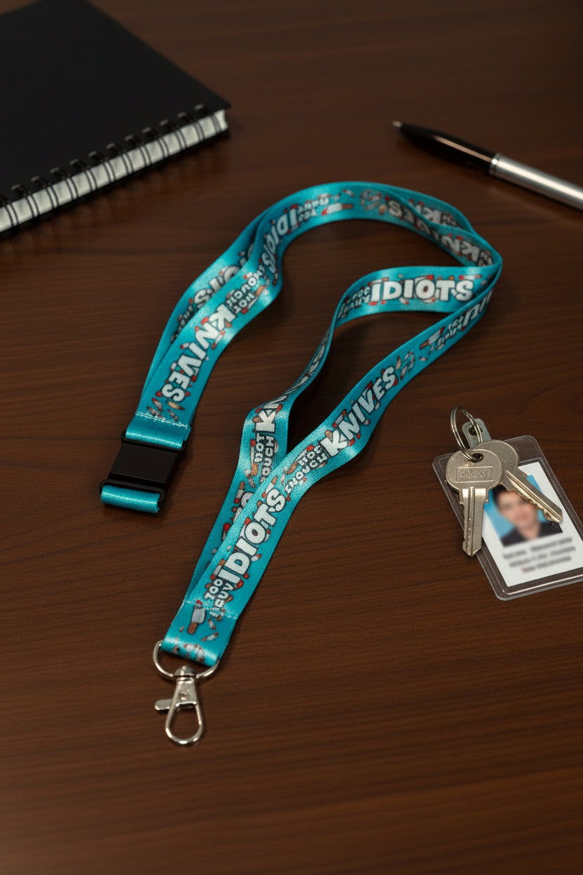 Lanyard - Sarcastic - "Too Many Idiots Not Enough Knives"