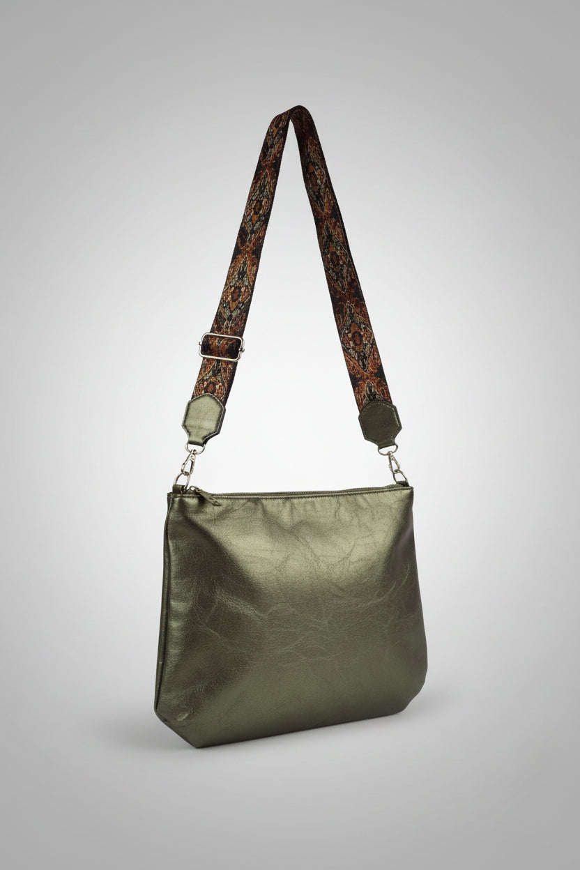 Bohemian Shoulder Bag - Fern Green - Crossbody - Broadband Adjustable Strap