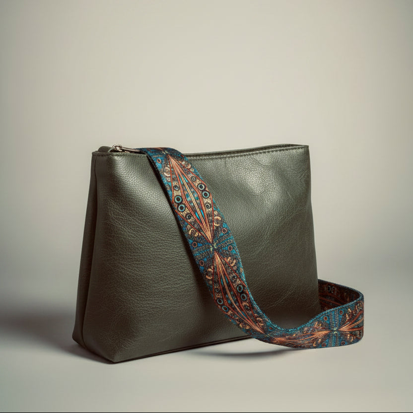 Bohemian Shoulder Bag - Fern Green - Crossbody - Broadband Adjustable Strap