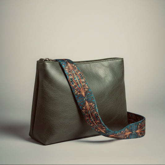 Bohemian Shoulder Bag - Fern Green - Crossbody - Broadband Adjustable Strap