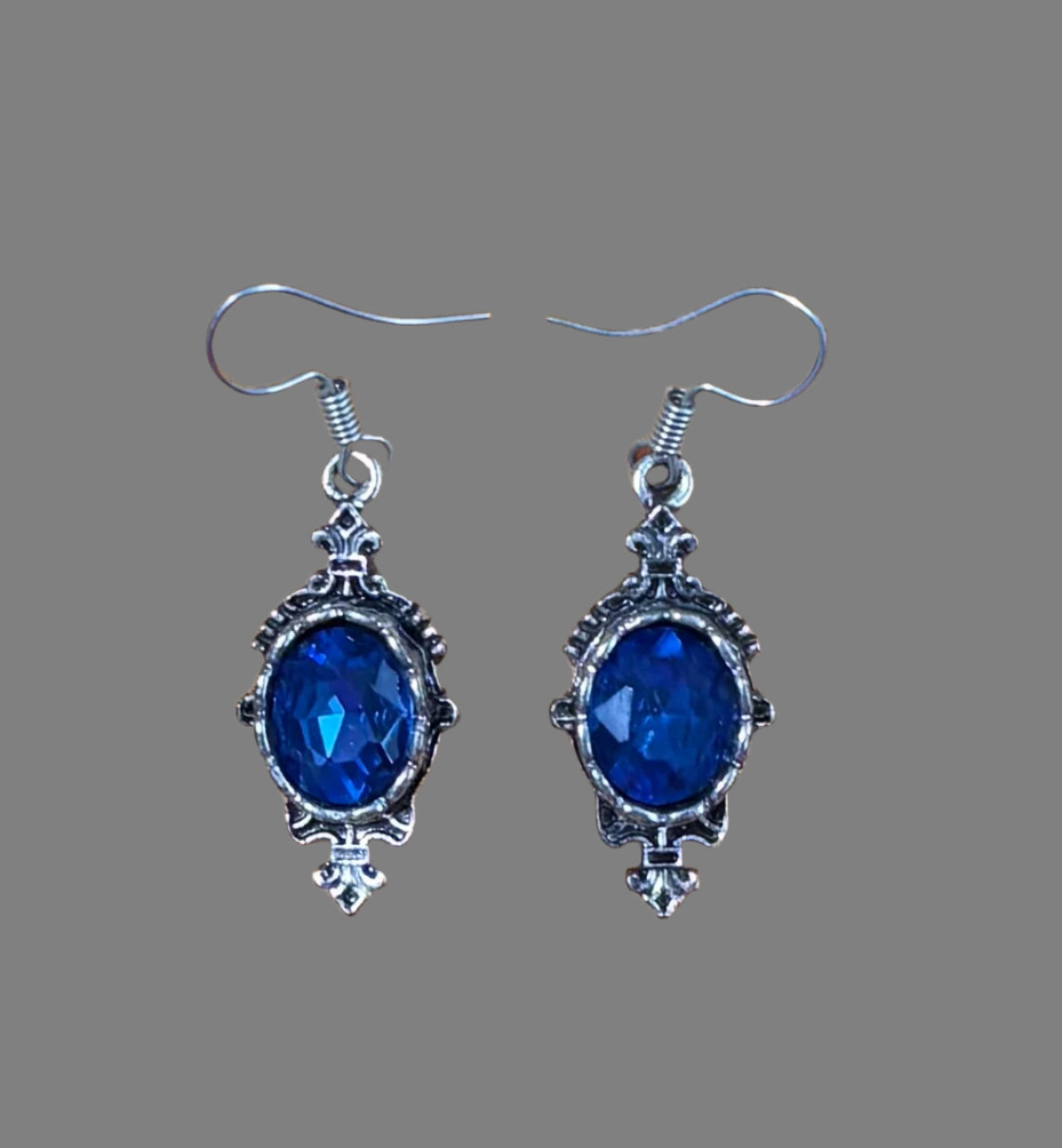 Earrings - Victorian Inspired Blue Gemstone