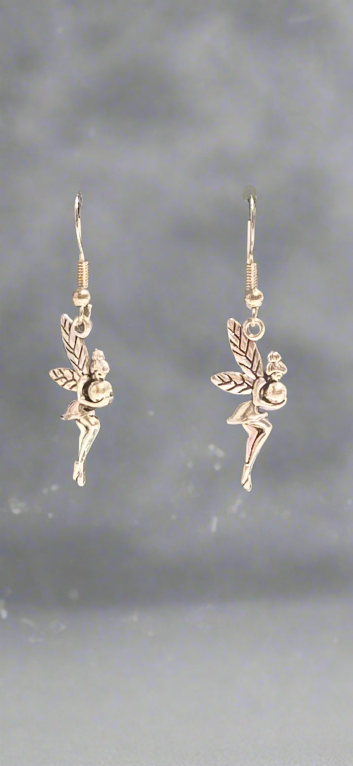 Earrings - Silvertone Fairy