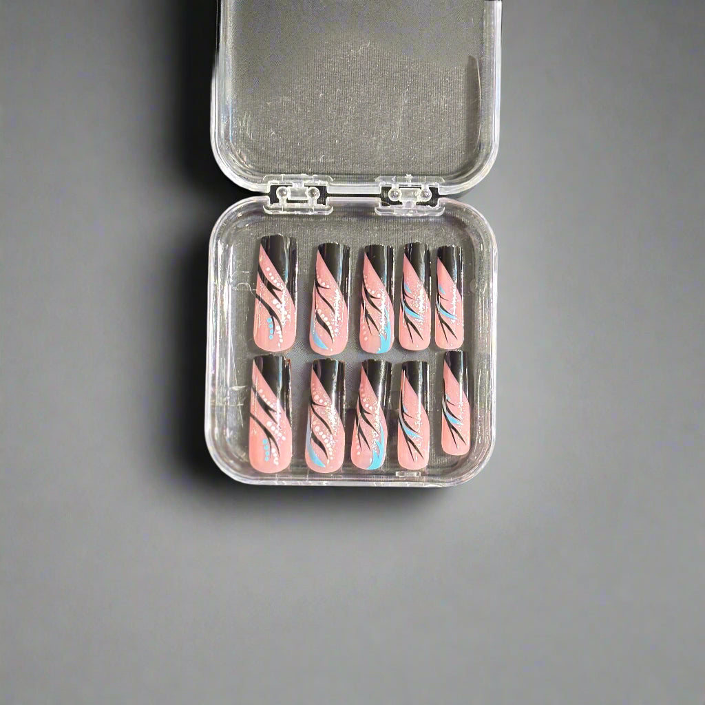 Press on Nails - Black French Tip