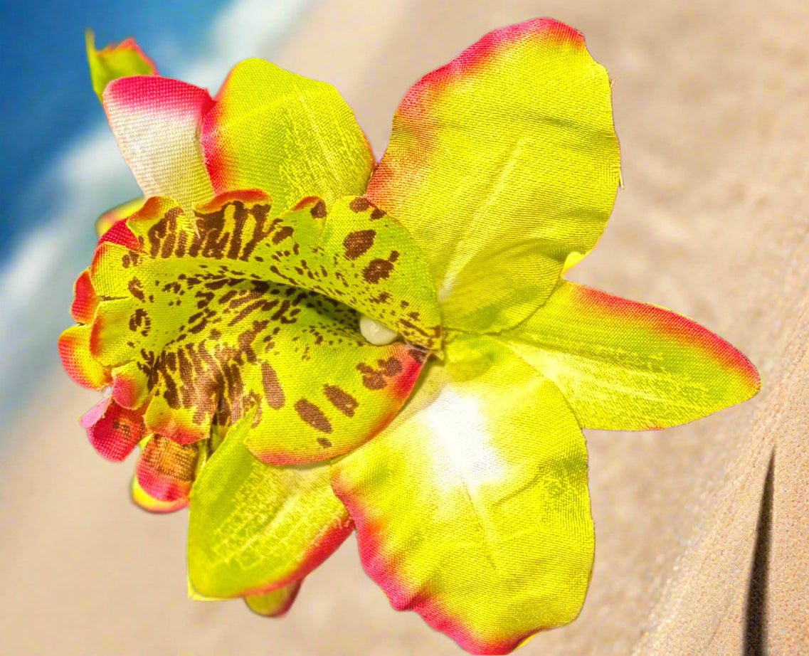Silk Orchid Hair Clips - Vibrant Fuchsia and Captivating Lime Green