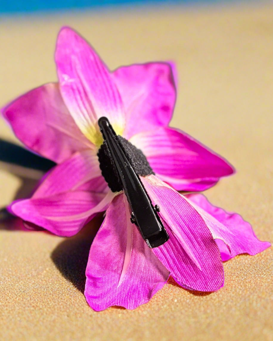 Silk Orchid Hair Clips - Vibrant Fuchsia and Captivating Lime Green